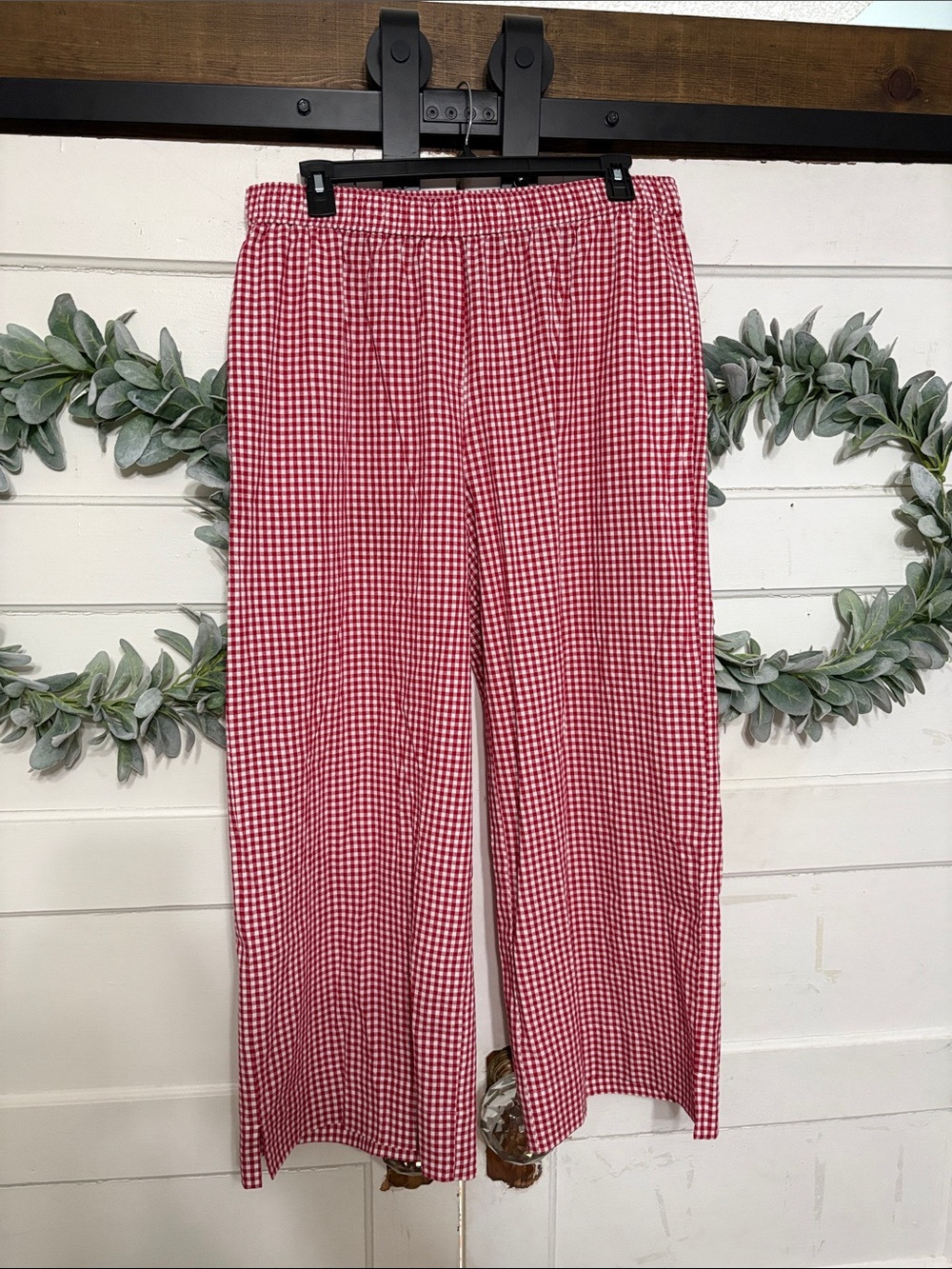 NWOT Gingham Cotton Wide Leg Pants